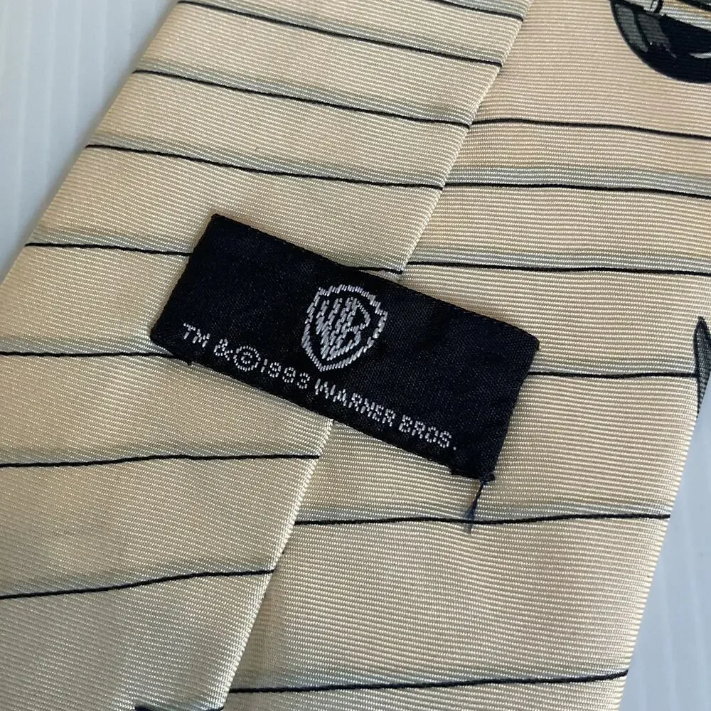Vintage Warner Bros Looney Tunes Bugs Bunny Sylvester Silk Neck Tie 100% Silk